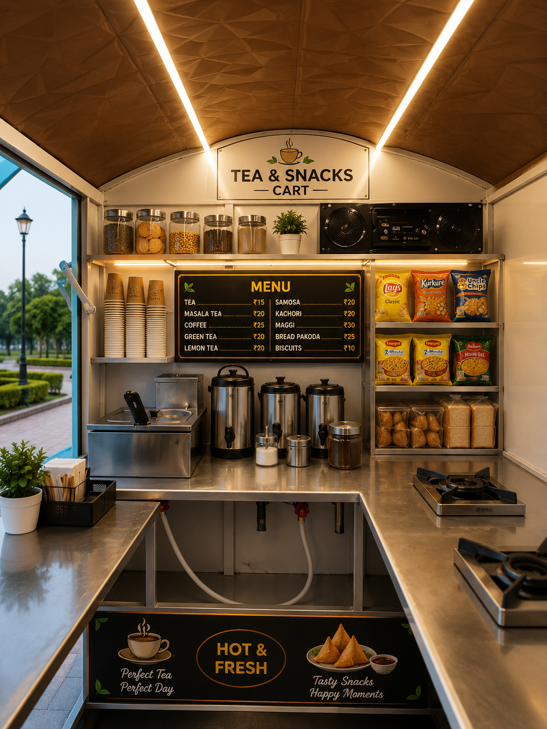 Custom tea and snacks cart